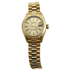 Rolex Ladies President Datejust 69178 Champagne Dial 18K Yellow Gold Box Paper