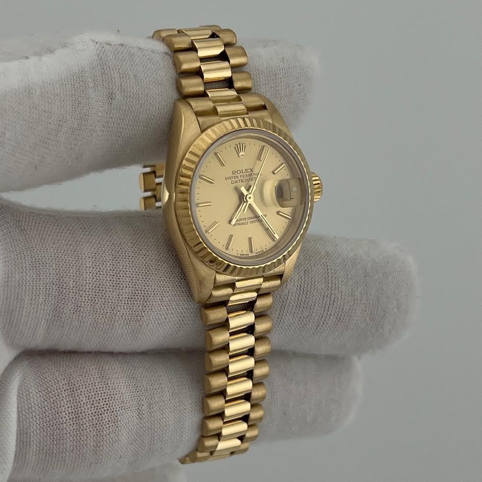 Rolex Señoras President Datejust 69178 Esfera Champán Oro Amarillo 18k en venta 2