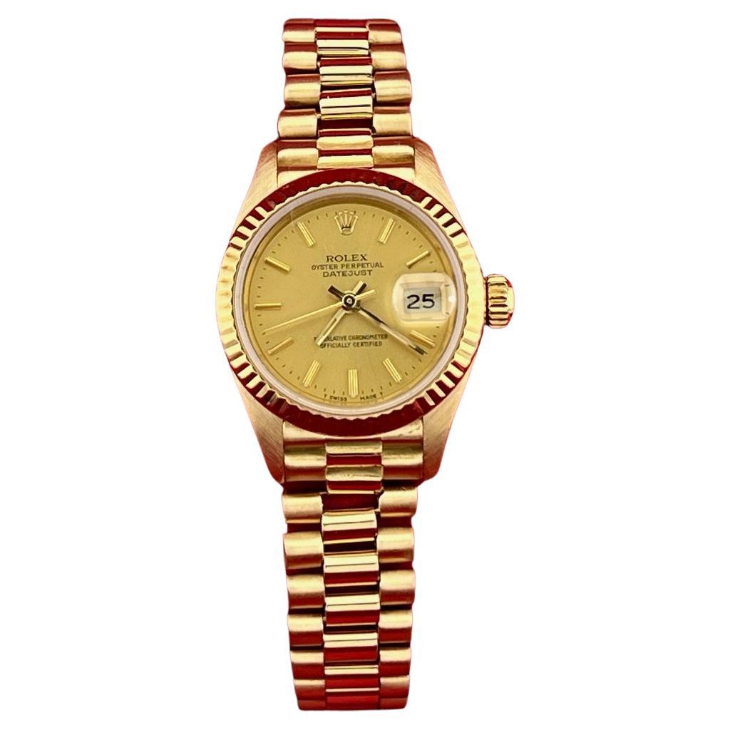 Rolex Ladies President Datejust 69178 Champagne Dial 18k Yellow Gold