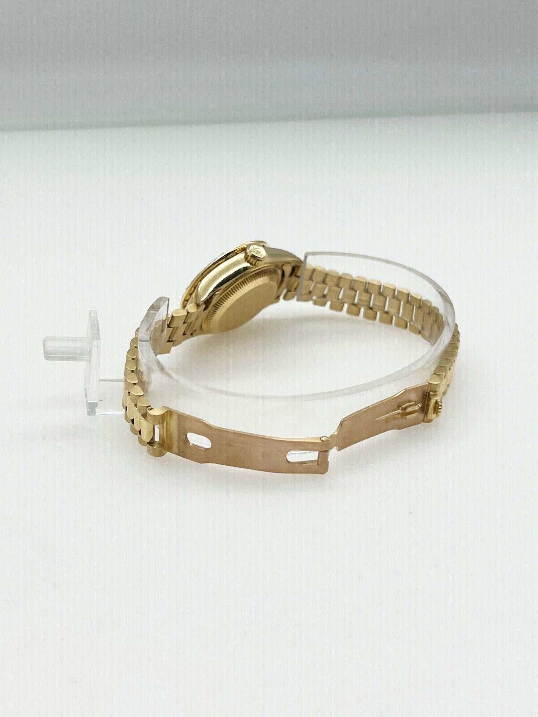 Rolex Montre Datejust 69178 pour femmes avec cadran en diamants et papier boîte en or jaune 18 carats en vente 2