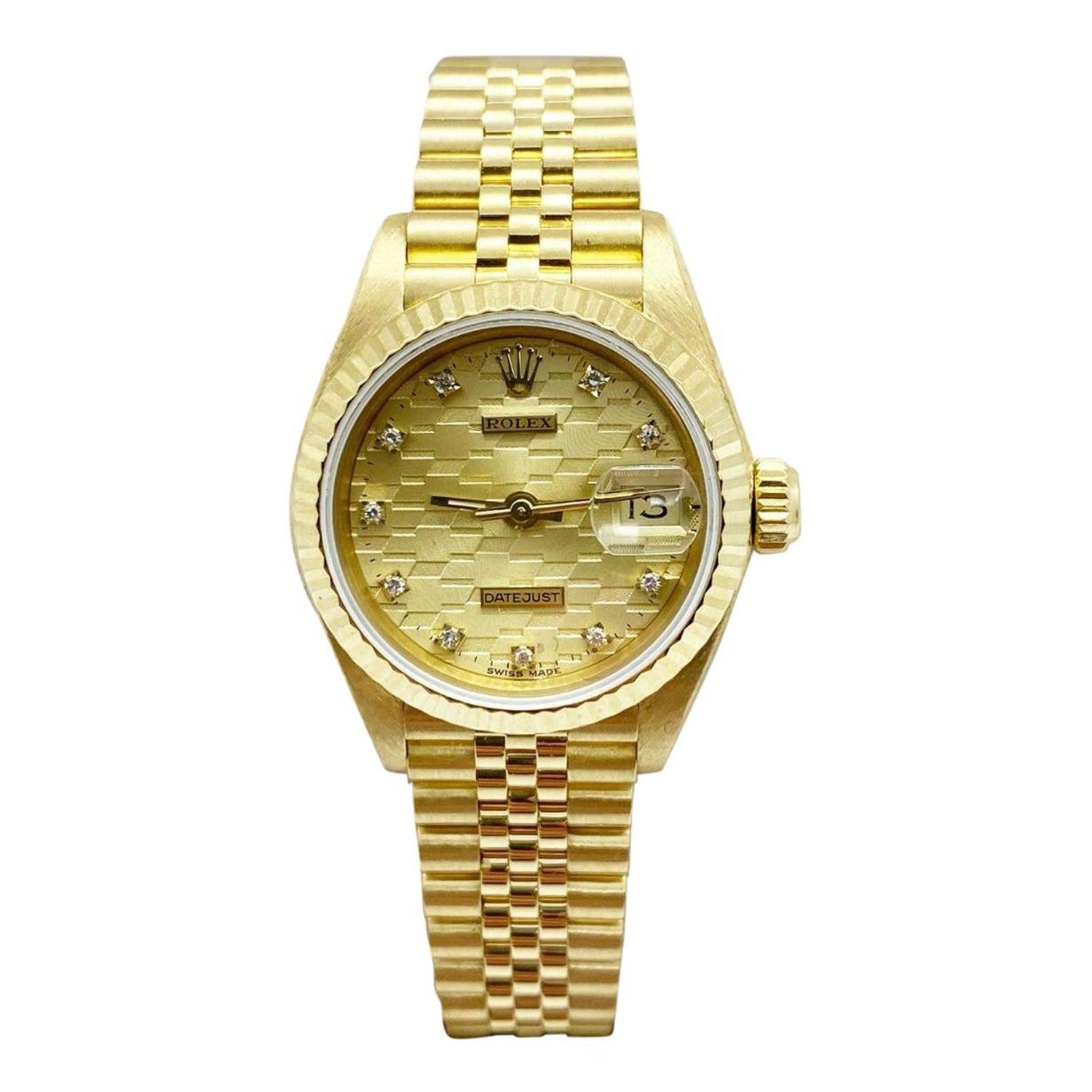 Rolex Ladies President Datejust Rare Chevrolet Dial 18 Karat Gold Mint For Sale At 1stdibs