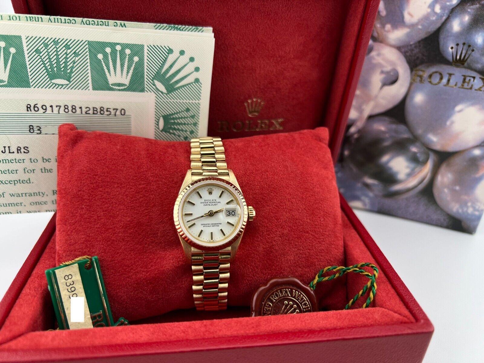 Rolex Damen President Datejust 69178 Weißes Zifferblatt 18K Gelbgold Box Papier 4