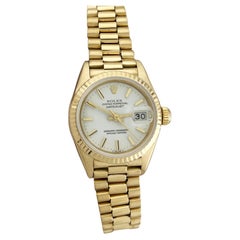 Rolex Damen President Datejust 69178 Weißes Zifferblatt 18K Gelbgold Box Papier