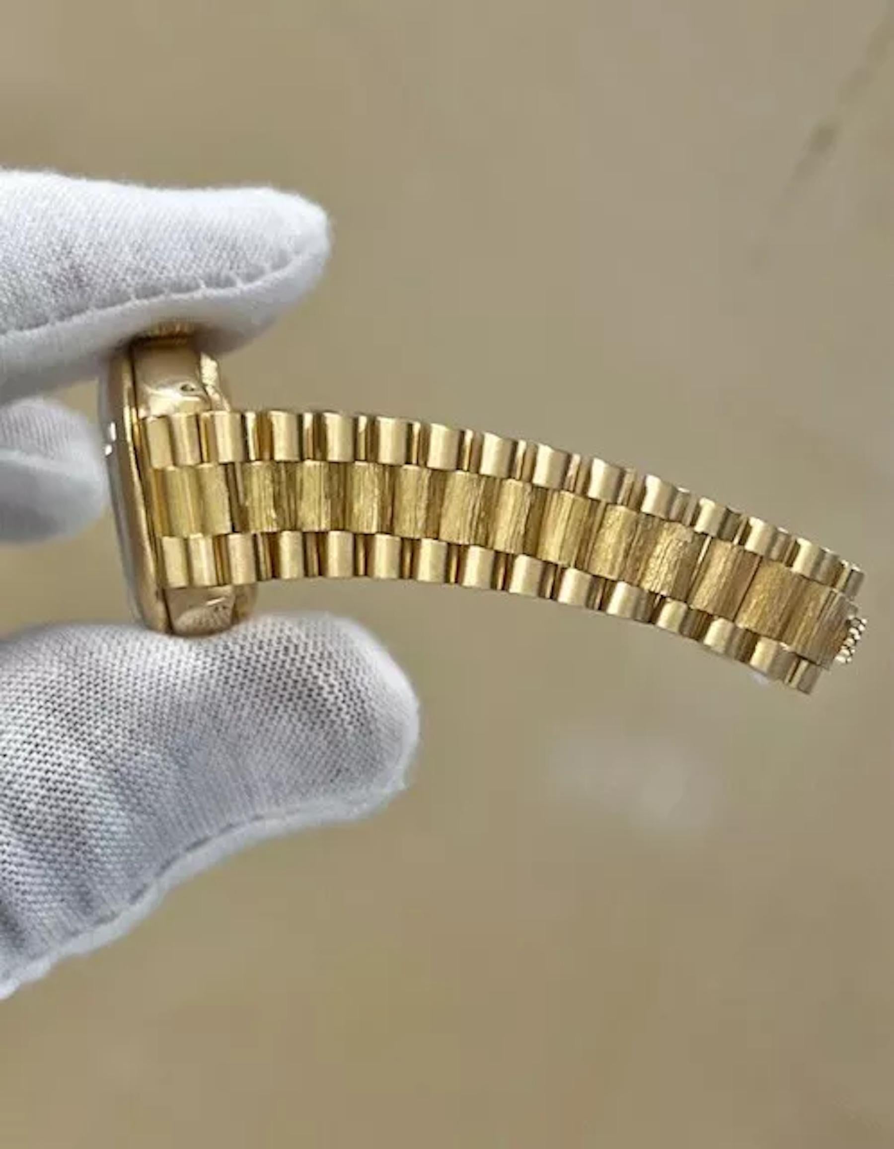Rolex Ladies President Datejust 69278 Esfera Diamante Acabado Corteza 18K Caja Papeles en venta 1
