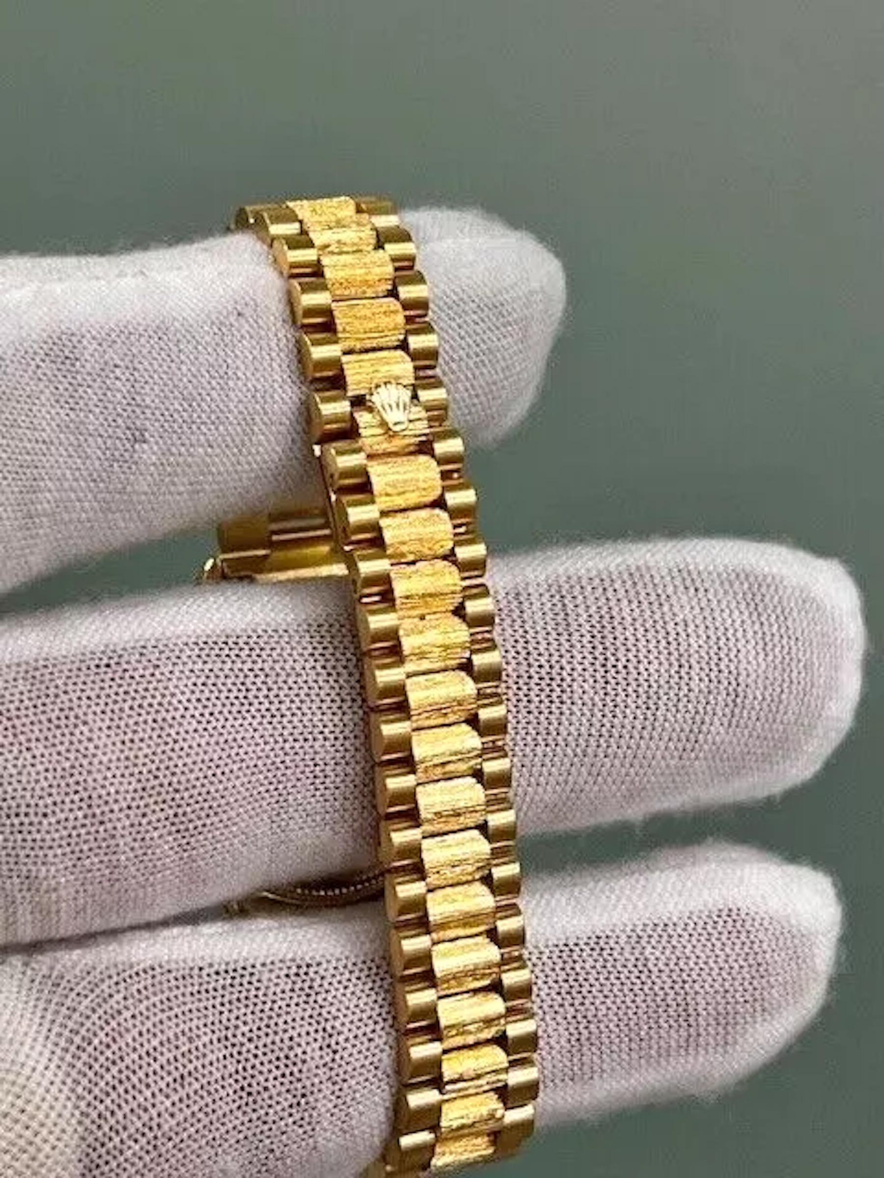 Rolex Ladies President Datejust 69278 Esfera Diamante Acabado Corteza 18K Caja Papeles en venta 3