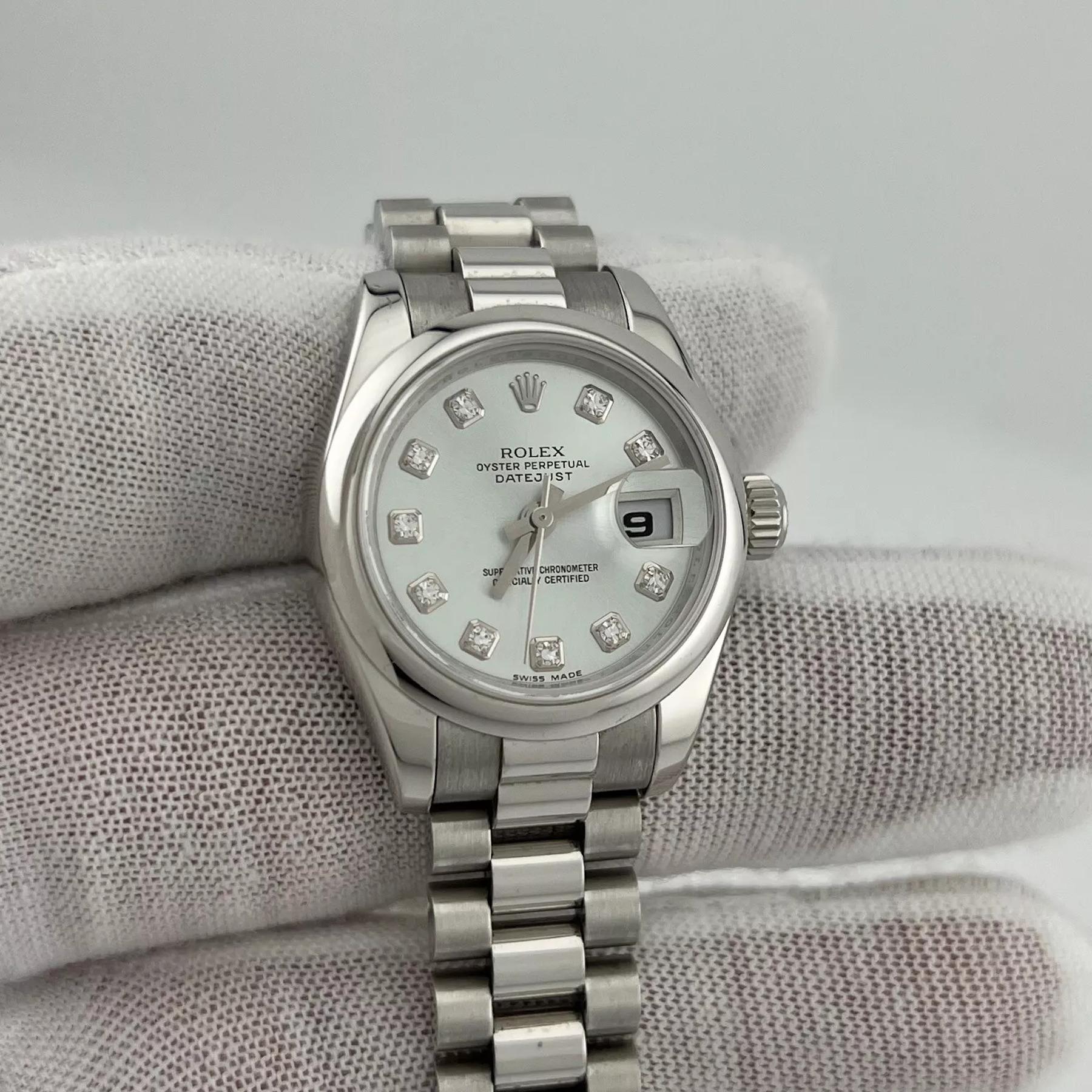 Rolex Ladies President Platinum 179166 Glacier Diamond Dial Box Papers 4