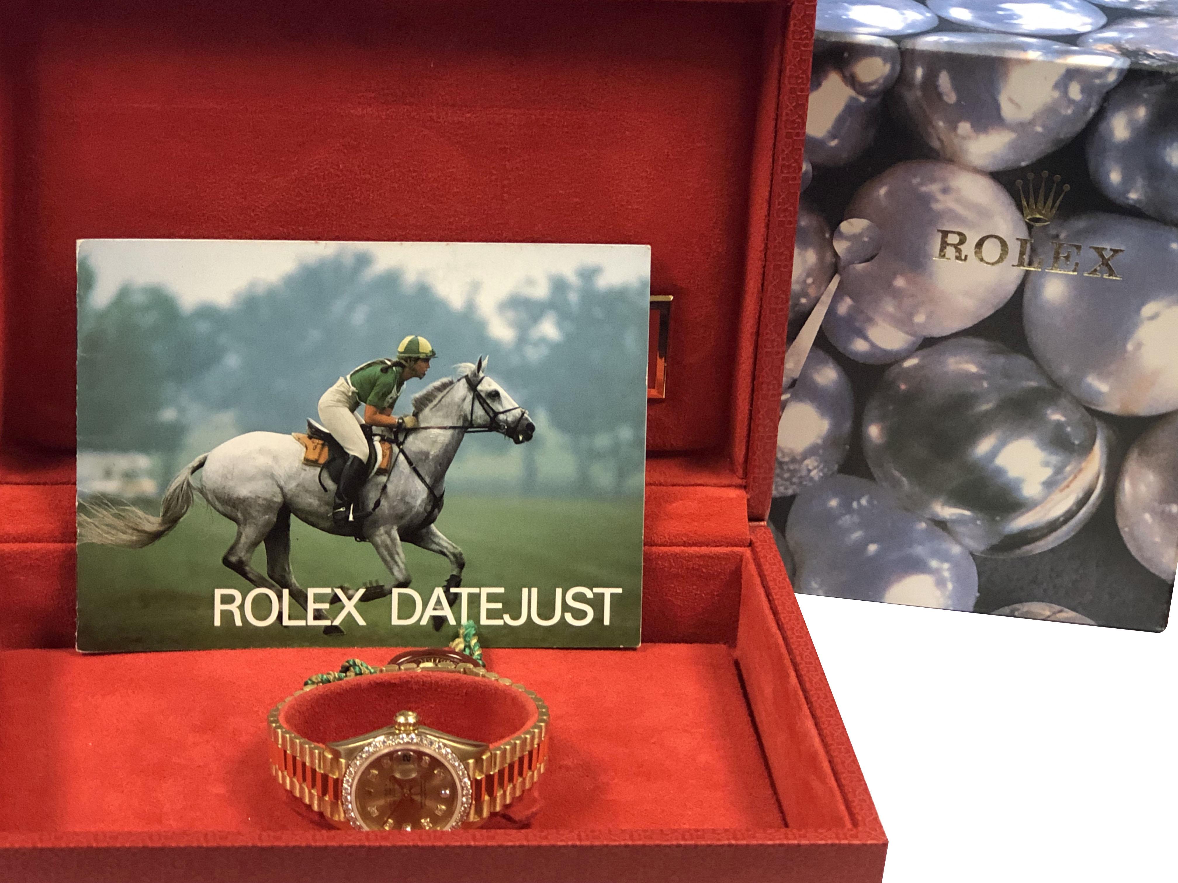 Rolex Ladies Presidential 18k Yellow Gold and Factory Diamonds Wrist Watch 69138 1