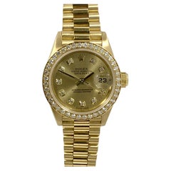 Rolex Ladies Presidential 18k Yellow Gold and Factory Diamonds Wrist Watch 69138