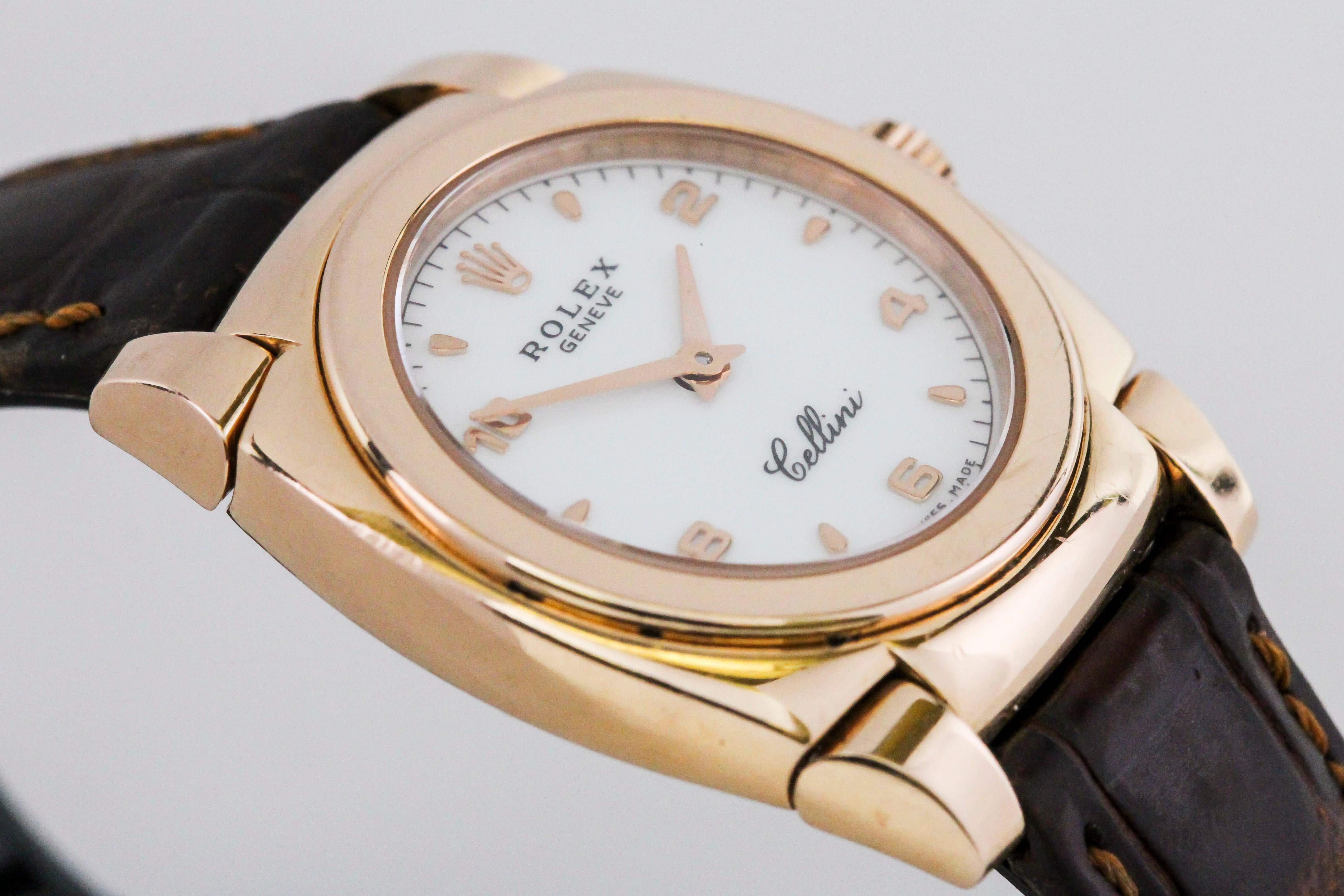 Rolex Ladies Rose Gold Cellini Cestello Quartz Wristwatch Ref 5310 In Good Condition In Miami Beach, FL