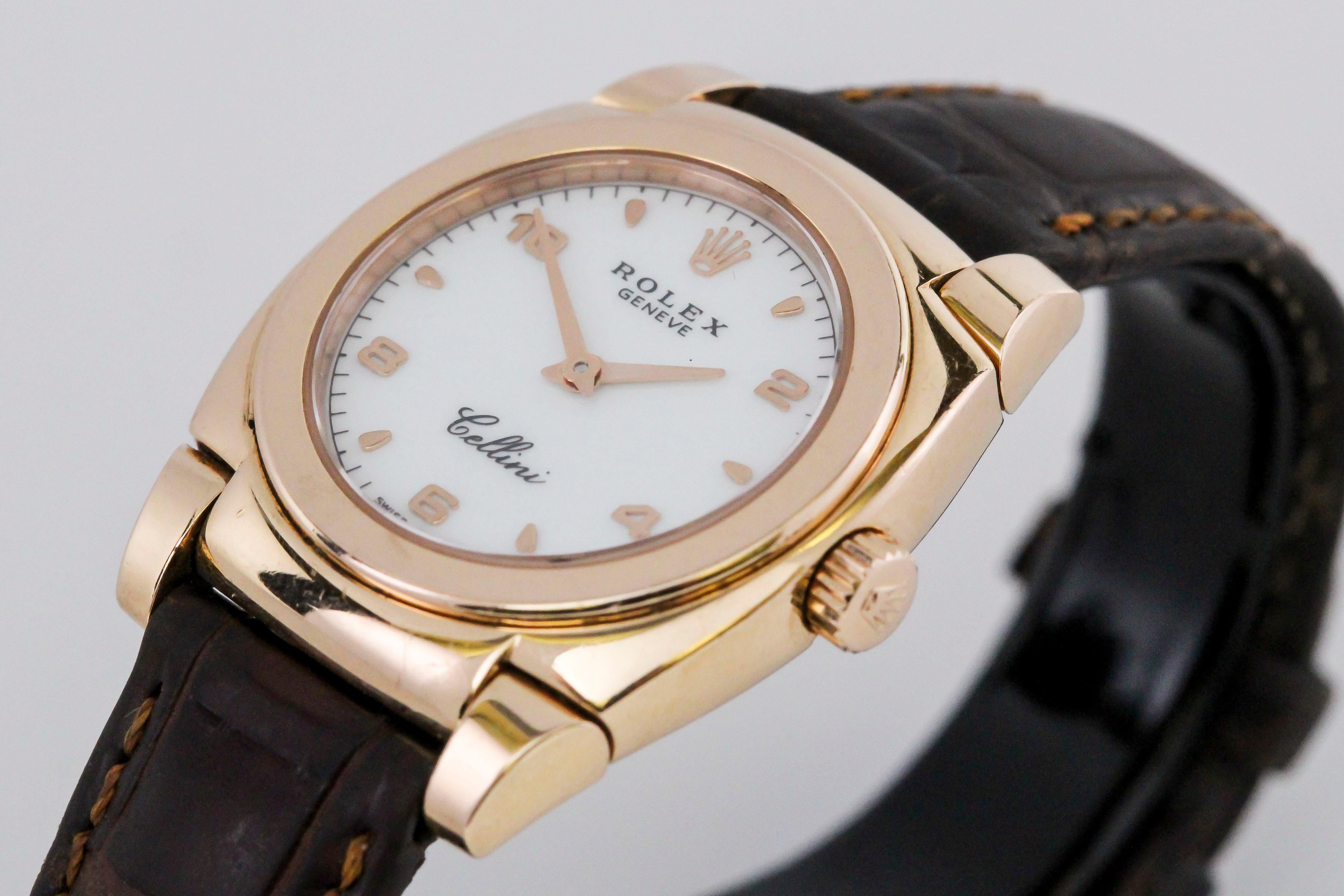 Women's Rolex Ladies Rose Gold Cellini Cestello Quartz Wristwatch Ref 5310