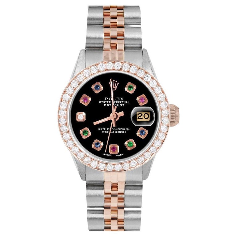 Rolex Ladies Rose Gold Datejust Black Diamond Dial Diamond Bezel Watch For  Sale at 1stDibs | rolex chocolate price in philippines, chocolate face  watch, datejust chocolate face