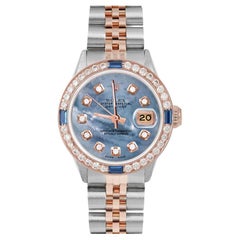 Rolex Ladies Rose Gold Datejust Blue MOP Diamond Dial Sapphire / Diamond Bezel