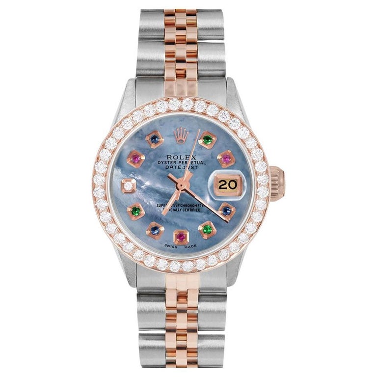 Rose Gold Reloj Rolex Arcoiris Rolex Damas Oro Rosa Datejust Azul