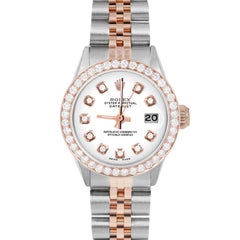 Reloj Rolex Señora Oro Rosa Datejust Esfera Diamante Blanco Bisel Diamante