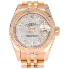 Antique Rolex Ladies Rose Gold Datejust Wristwatch