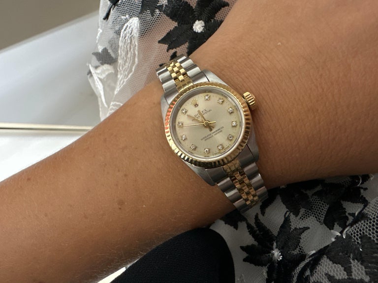 Small Womens Rolex On Wrist Rolex Ladies Small Size Two Tone