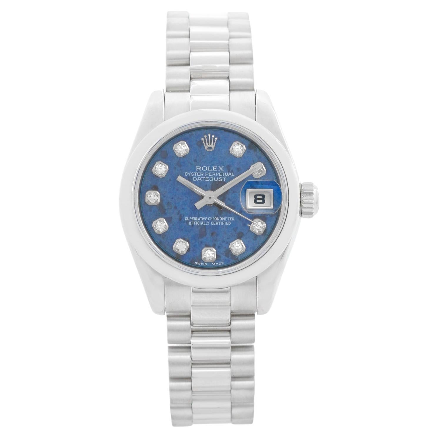 Rolex Ladies Sodalite Platinum President 179166 For Sale