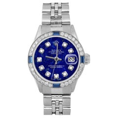 Rolex Ladies SS Datejust Cadran Lapis Diamant Lunette Saphir Diamant Montre Jubilé