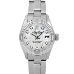 Rolex Ladies SS Datejust Mother of Pearl Diamond Dial Oyster Band Watch