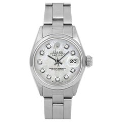 Rolex Ladies SS Datejust Mother of Pearl Diamond Dial Oyster Band Watch