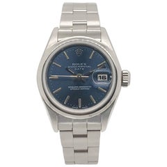 Rolex Ladies Stainless Steel Blue Dial Oyster Date, Circa 1988