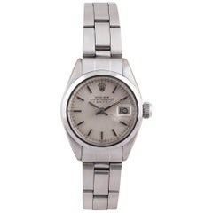 Rolex Ladies Stainless Steel Date Oyster Perpetual Self-Winding Wristwatch