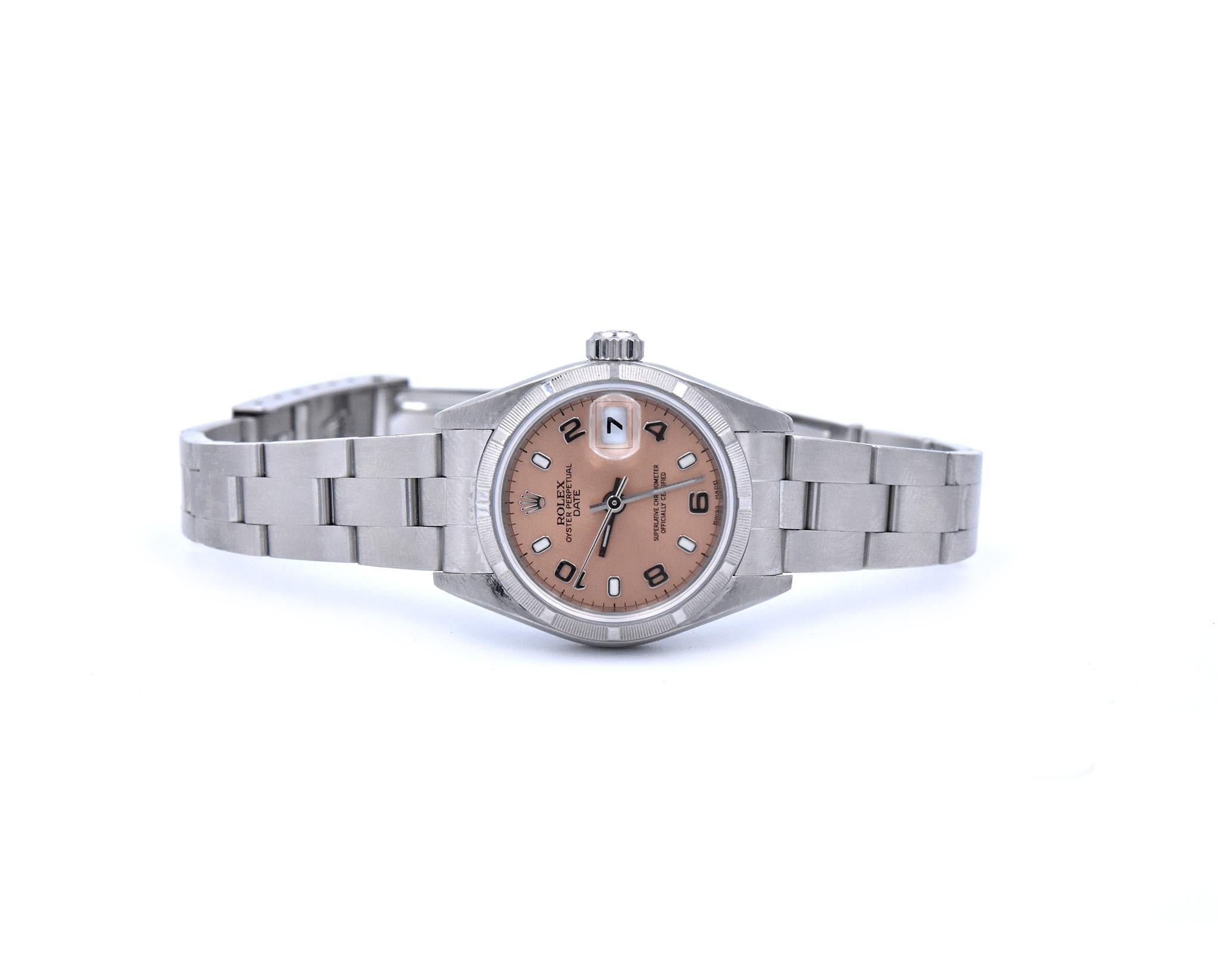 Rolex Ladies Stainless Steel Datejust Peach Dial Watch Ref. 79190 In Excellent Condition In Scottsdale, AZ