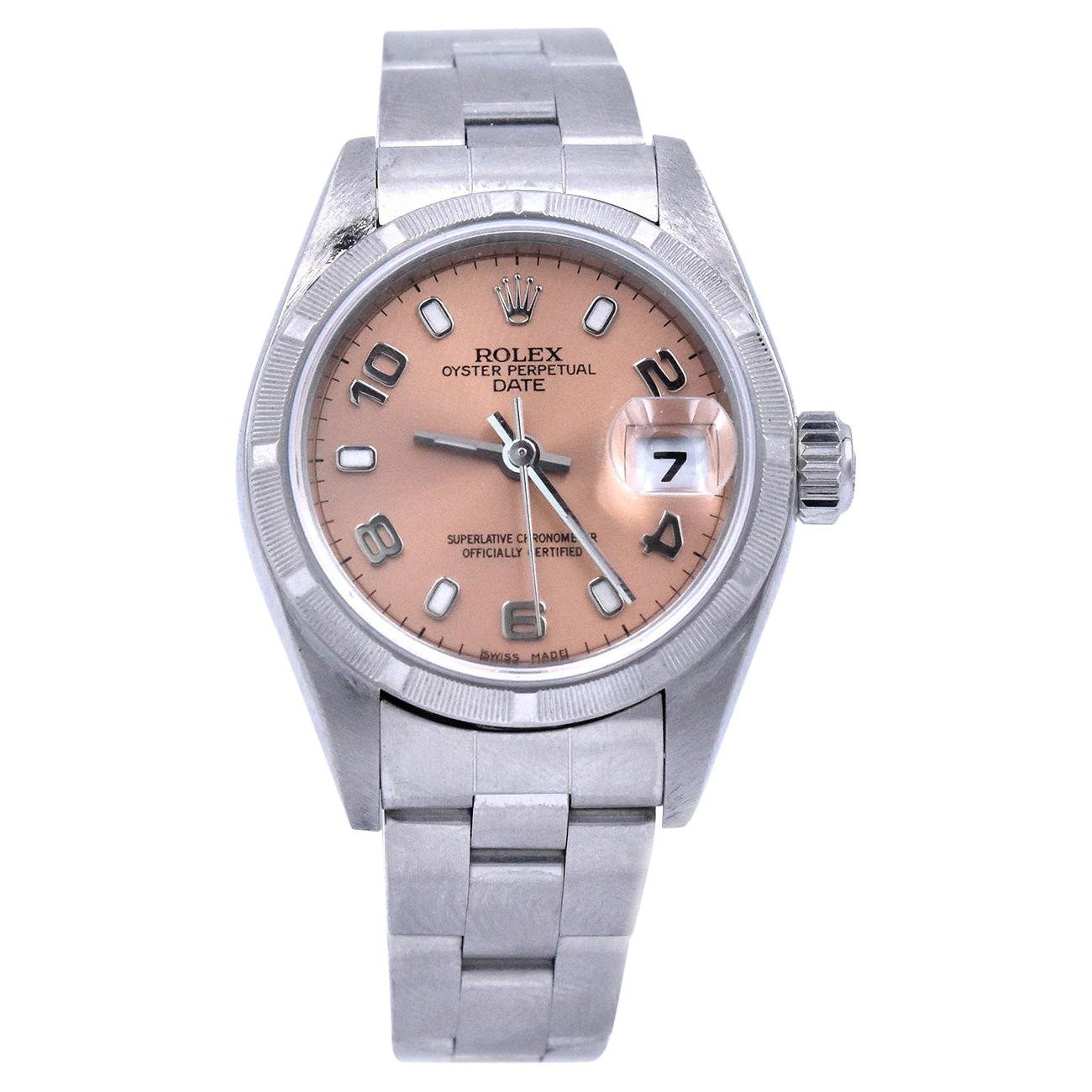 Rolex Ladies Stainless Steel Datejust Peach Dial Watch Ref. 79190