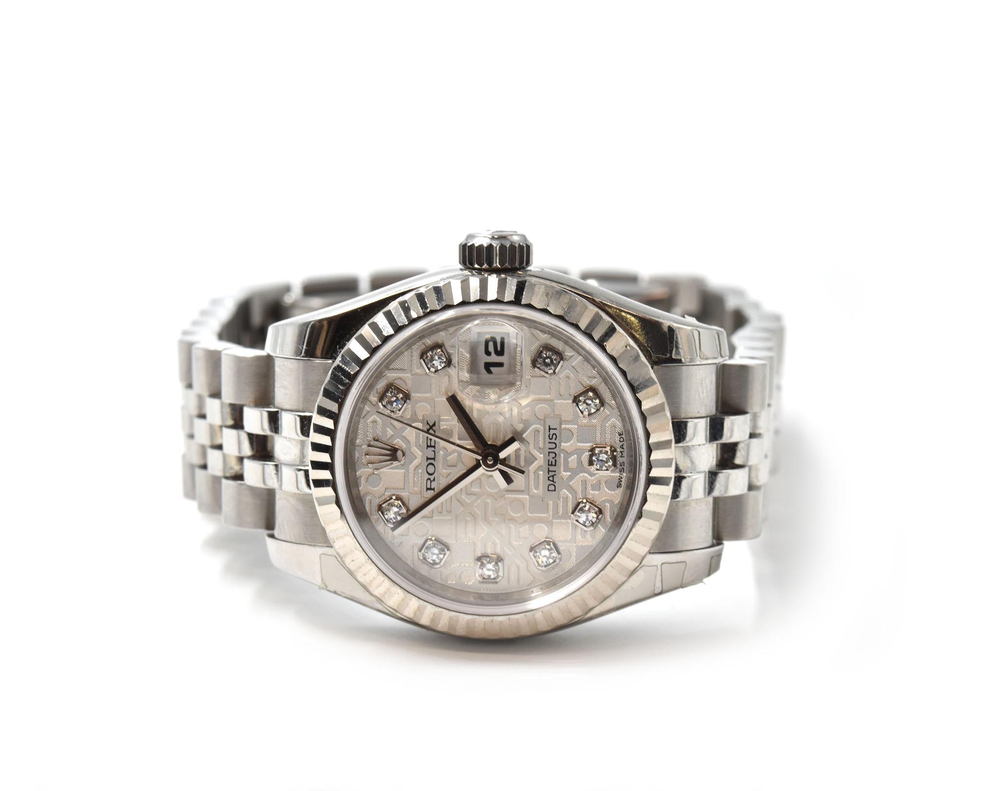 Rolex Ladies Stainless Steel Diamond Datejust Wristwatch Ref 179174 In Excellent Condition In Scottsdale, AZ