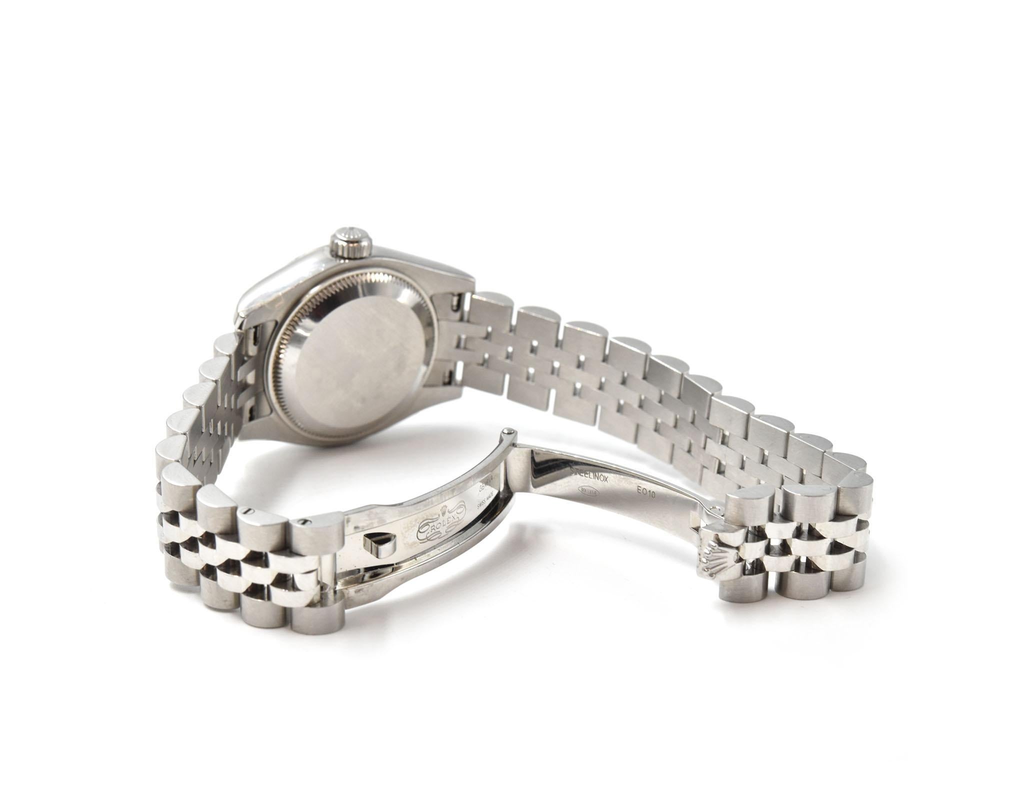 Rolex Ladies Stainless Steel Diamond Datejust Wristwatch Ref 179174 1