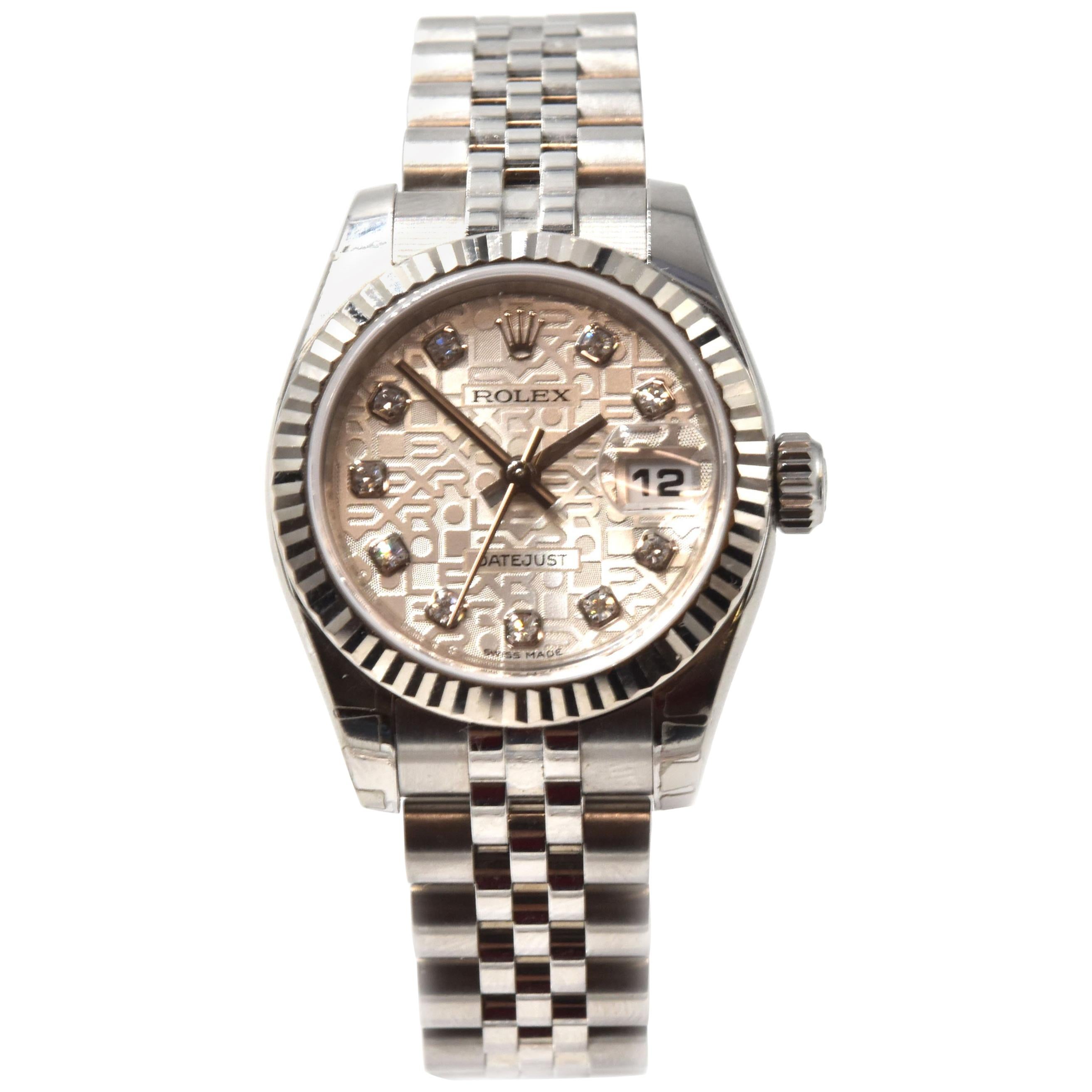 Rolex Ladies Stainless Steel Diamond Datejust Wristwatch Ref 179174