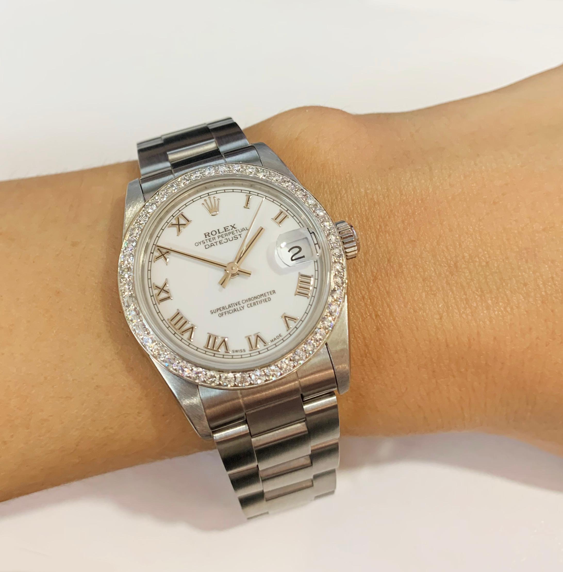 Women's Rolex Ladies Stainless Steel Diamond Watch Rolex 68240 For Sale