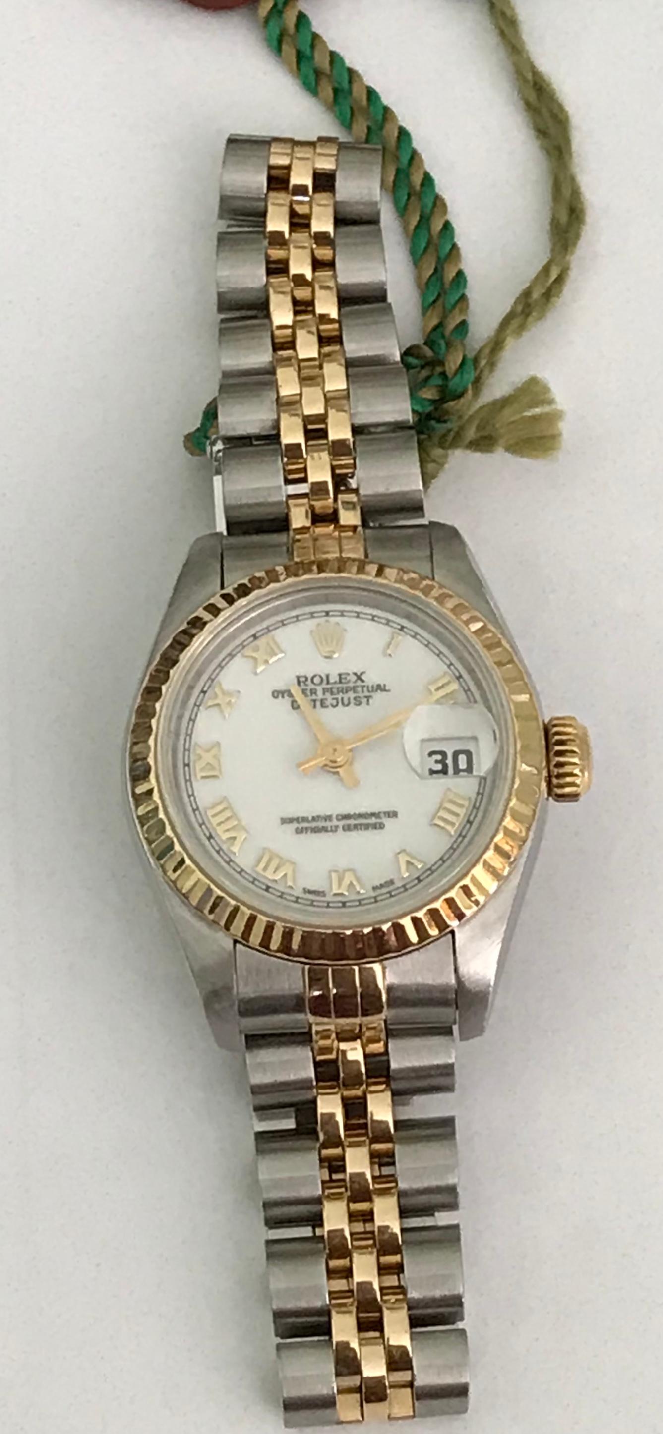 Rolex Ladies Stainless Steel Oyster Perpetual Datejust Automatic Wristwatch In Excellent Condition For Sale In New York, NY