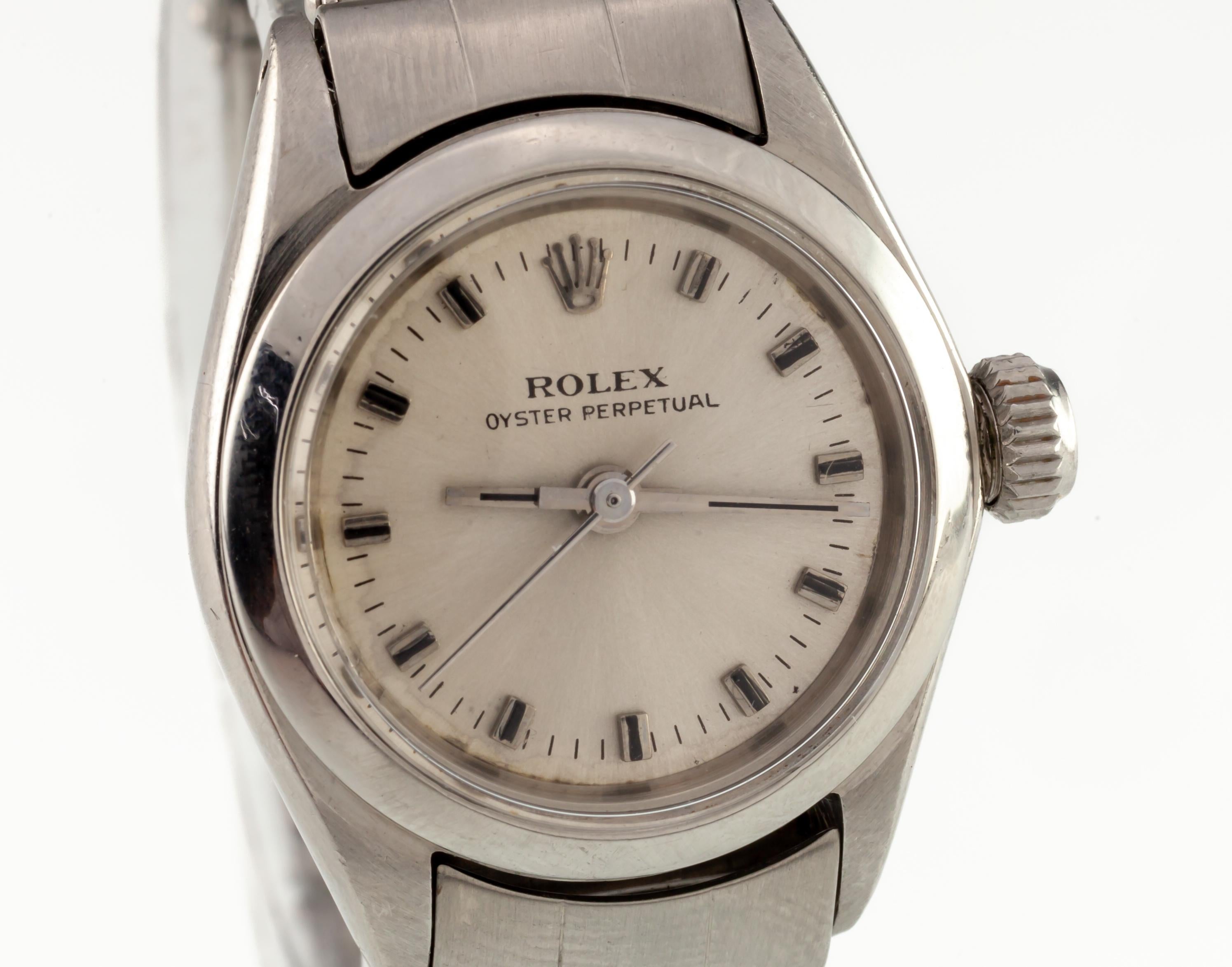 Rolex Damen Edelstahl Oyster Perpetual Watch #6618 1969 Vintage (Moderne) im Angebot