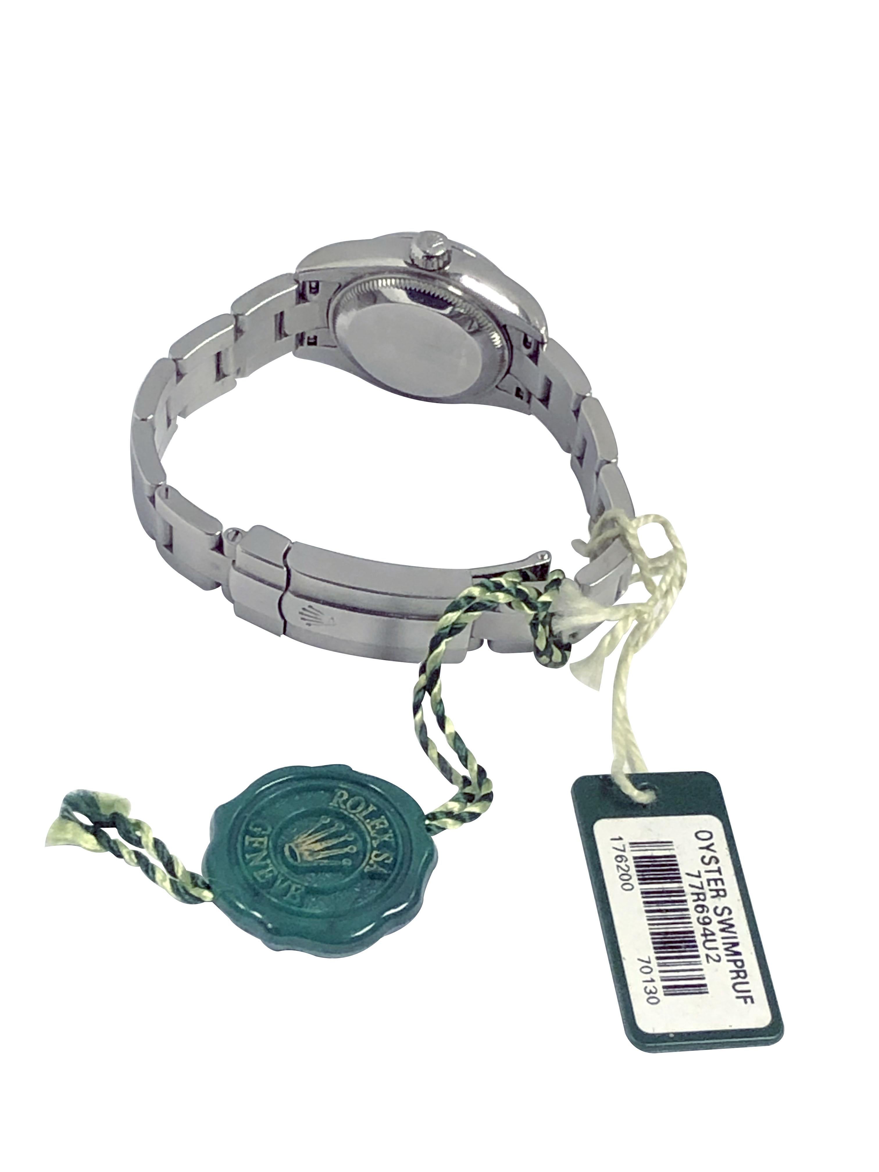 Rolex Montre-bracelet Oyster perpétuelle en acier pour femmes complète Pour femmes en vente
