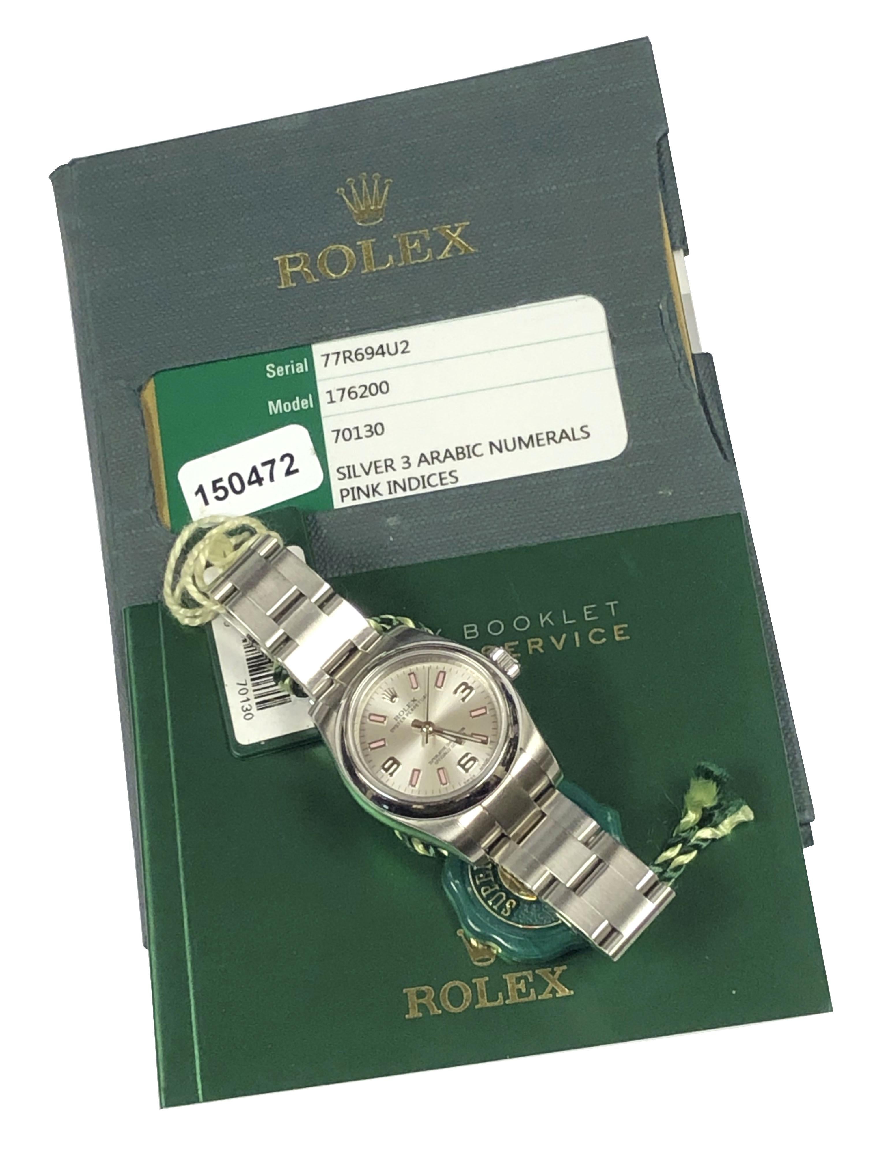 Rolex Ladies Steel Oyster perpetual Wrist Watch complete For Sale 1