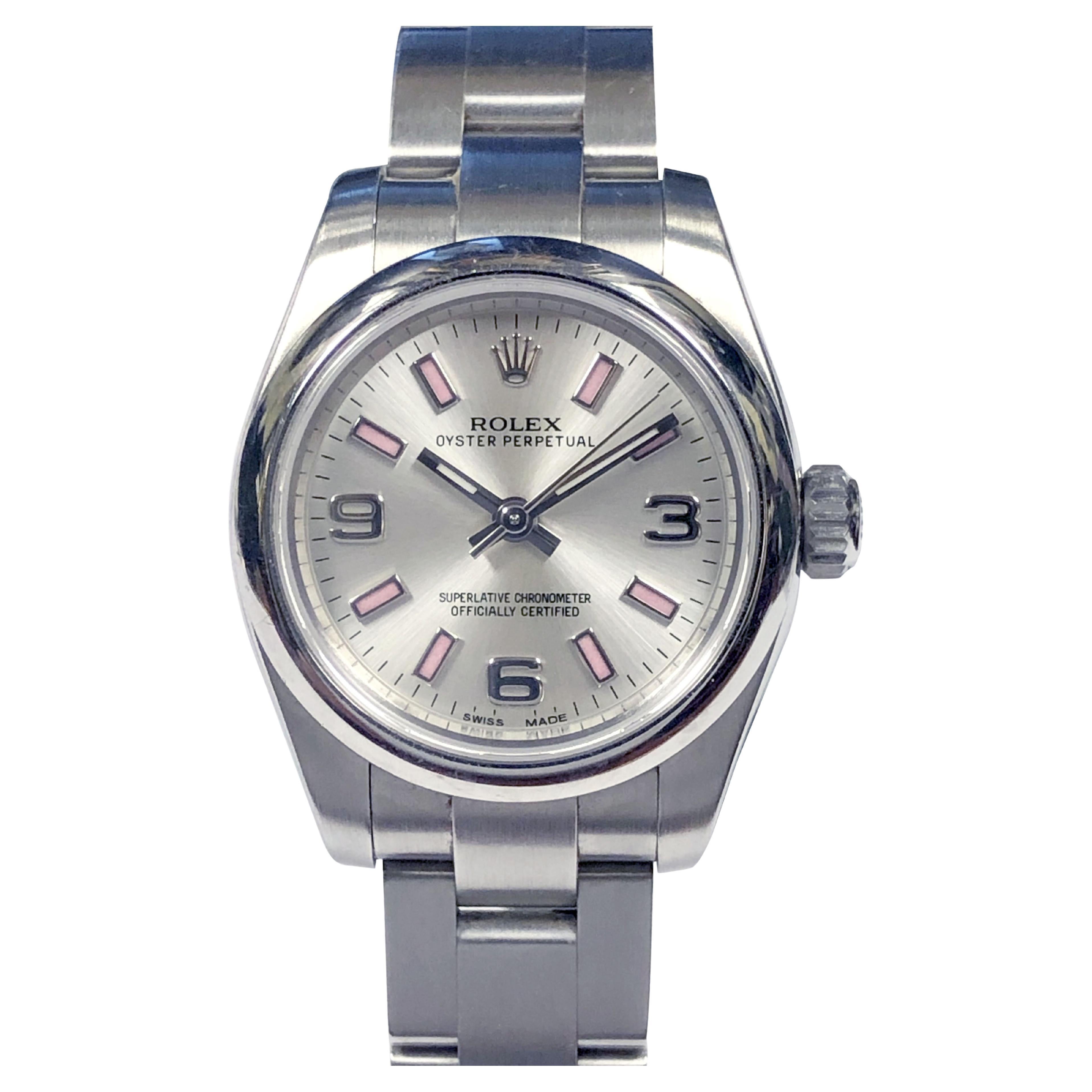 Rolex Ladies Steel Oyster perpetual Wrist Watch complete For Sale