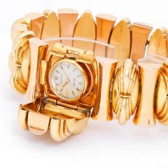Rolex Damen Tri-Color Gold Präzision Handaufzug Armband Armbanduhr, um 1950