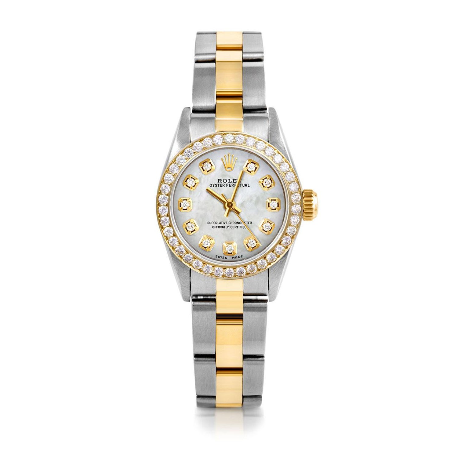 Rolex Montre Oyster Perpetual TT avec cadran en diamants et lunette en  diamants, pour femmes En vente sur 1stDibs