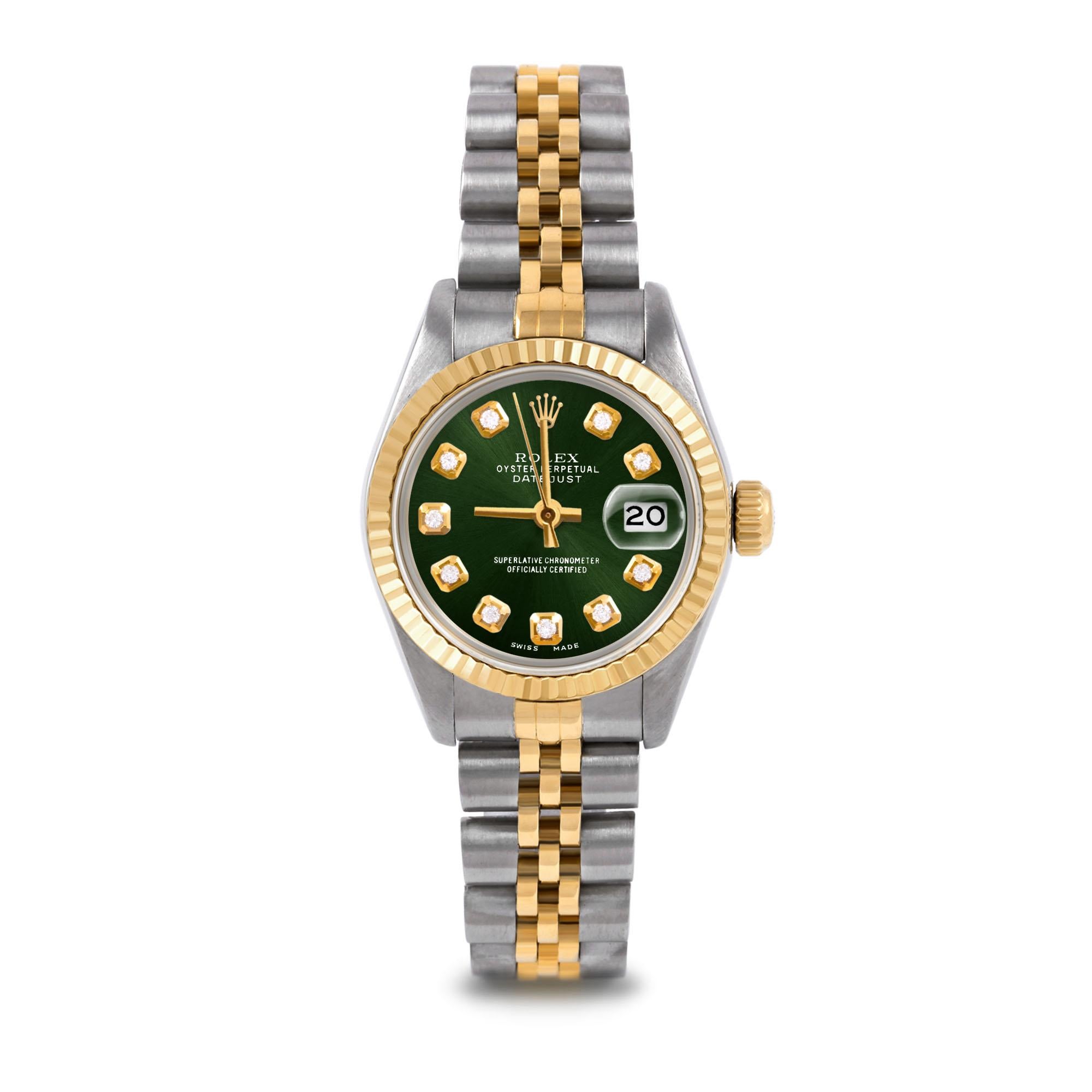 ladies rolex green face