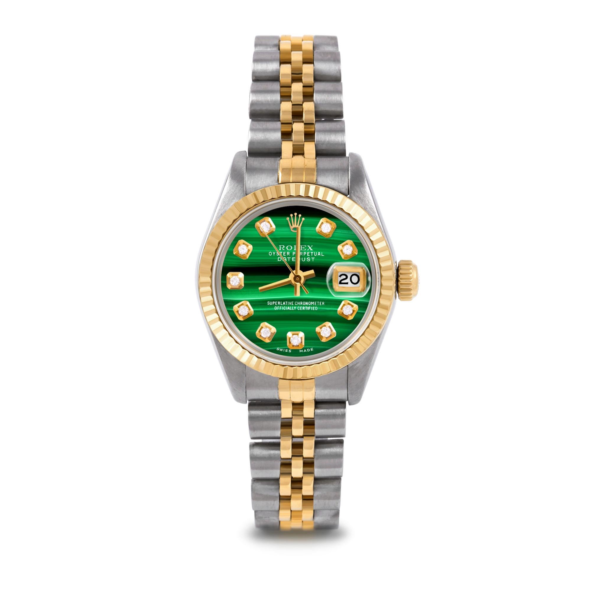 datejust two tone green dial