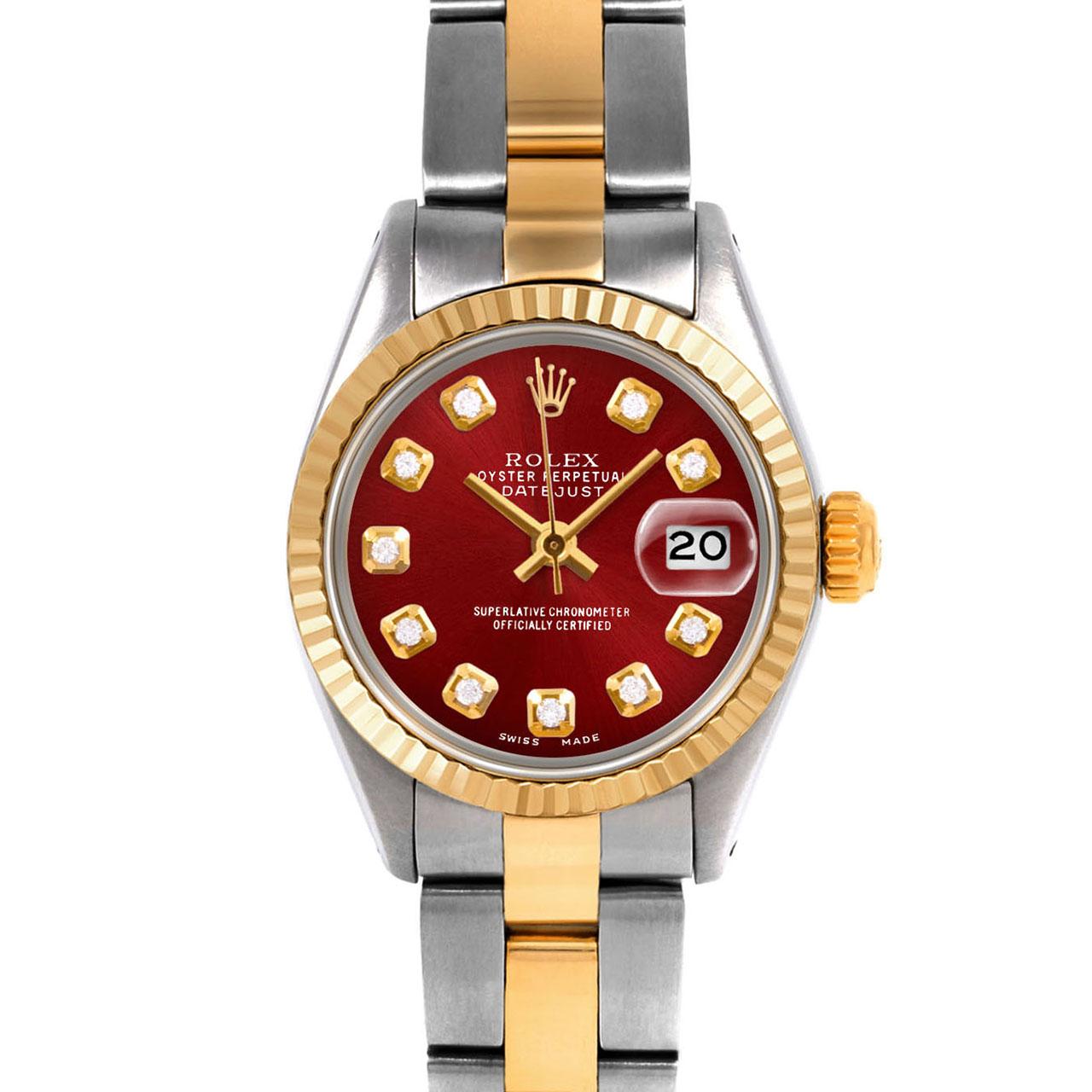 Swiss Wrist - SKU 6917-TT-RED-DIA-AM-FLT-OYS

Brand : Rolex
Model : Datejust (Non-Quickset Model)
Gender : Ladies
Metals : 14K/Stainless Steel
Case Size : 26 mm

Dial : Custom Red Diamond Dial (This dial is not original Rolex And has been added