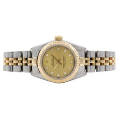 Vintage Rolex Ladies Two Tone Oyster Perpetual 76193 Automatic Champagne Diamond Dial