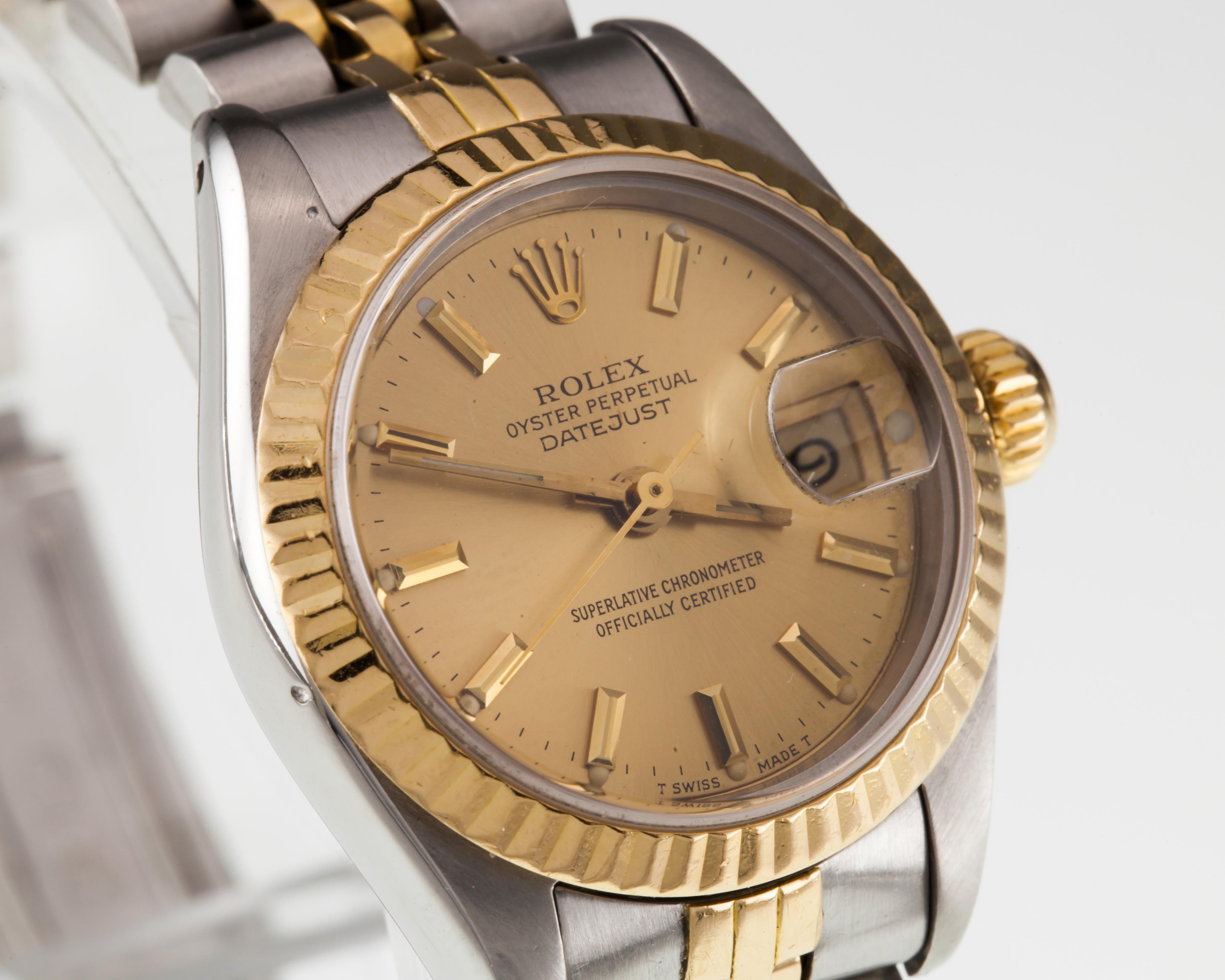 Damen zweifarbiges Edelstahl & 18k Gelbgold Datejust OPD 69173 im Zustand „Gut“ im Angebot in Sherman Oaks, CA