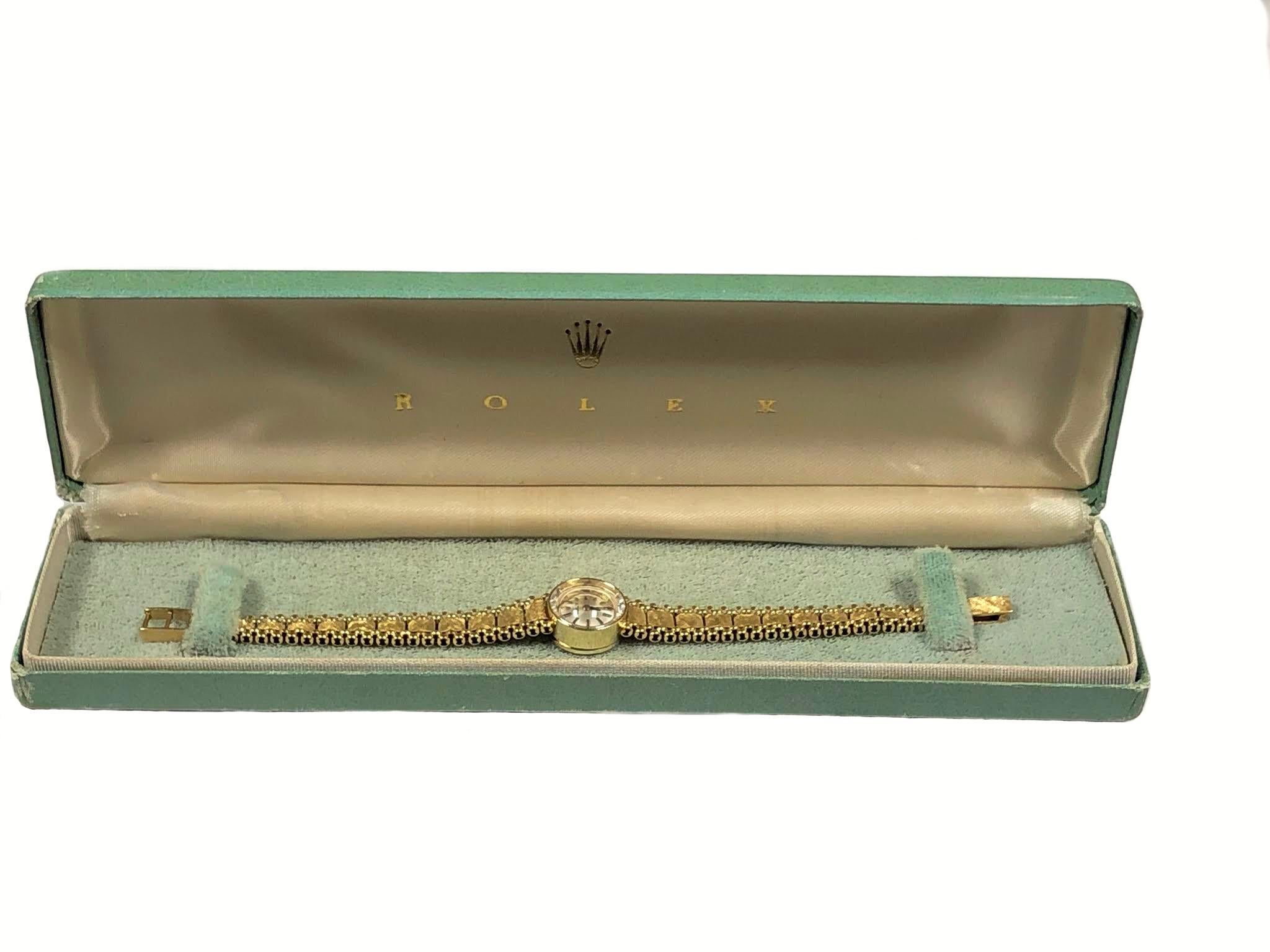 Rolex Ladies Vintage Yellow Gold Mechanical Bracelet Wristwatch In Excellent Condition In Chicago, IL