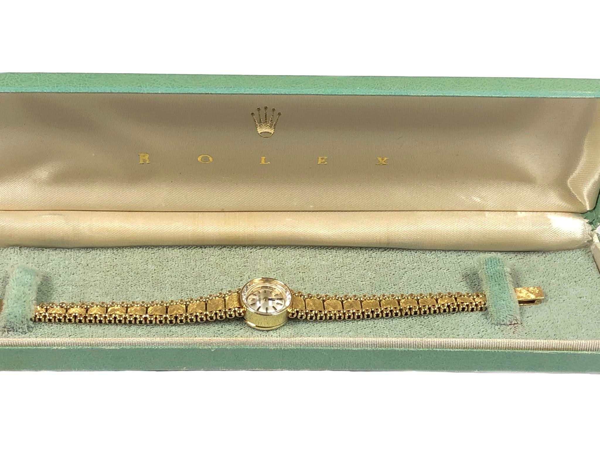 Women's Rolex Ladies Vintage Yellow Gold Mechanical Bracelet Wristwatch