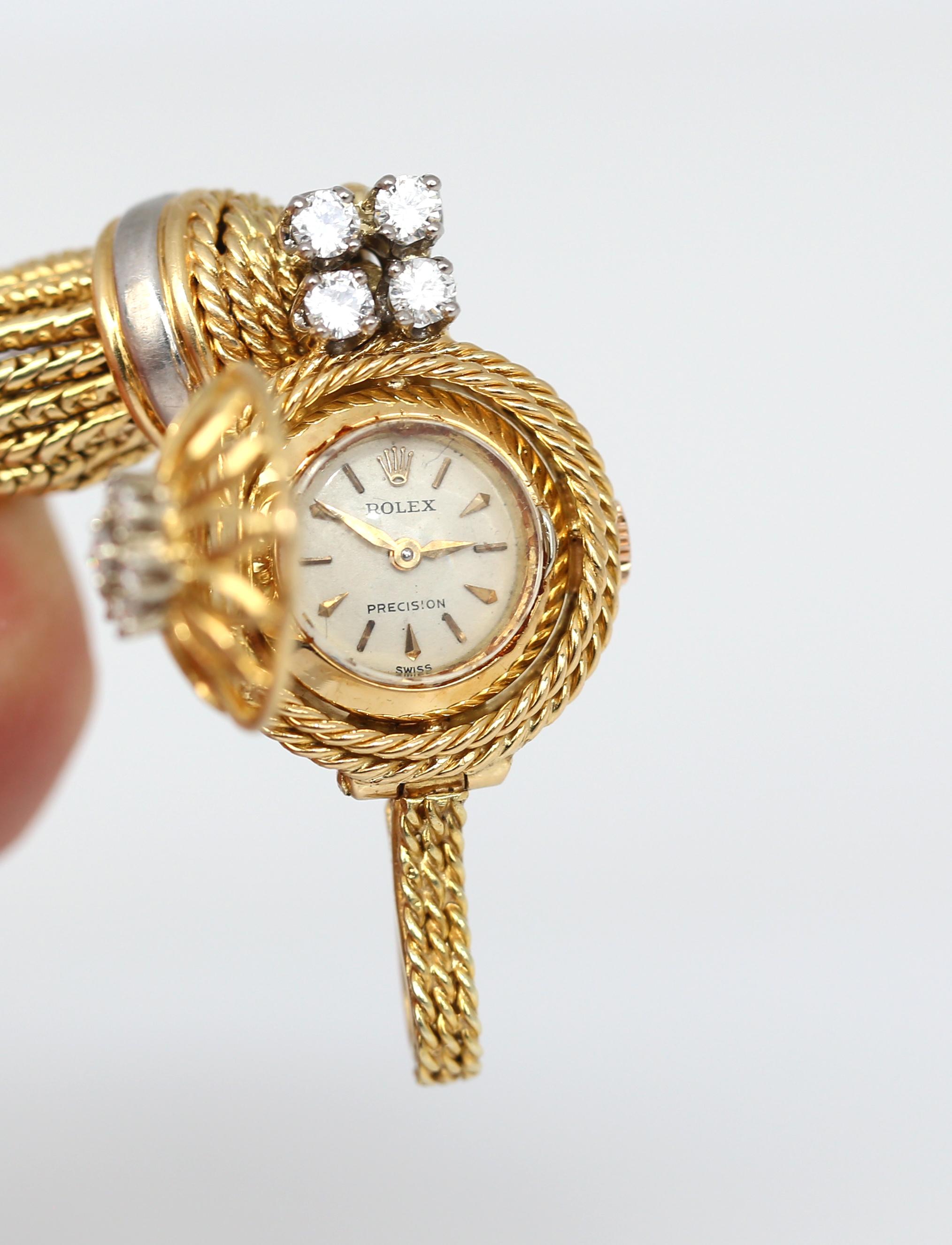 Women's Rolex Ladies Watch 18 K Gold Diamonds Signed, 1955