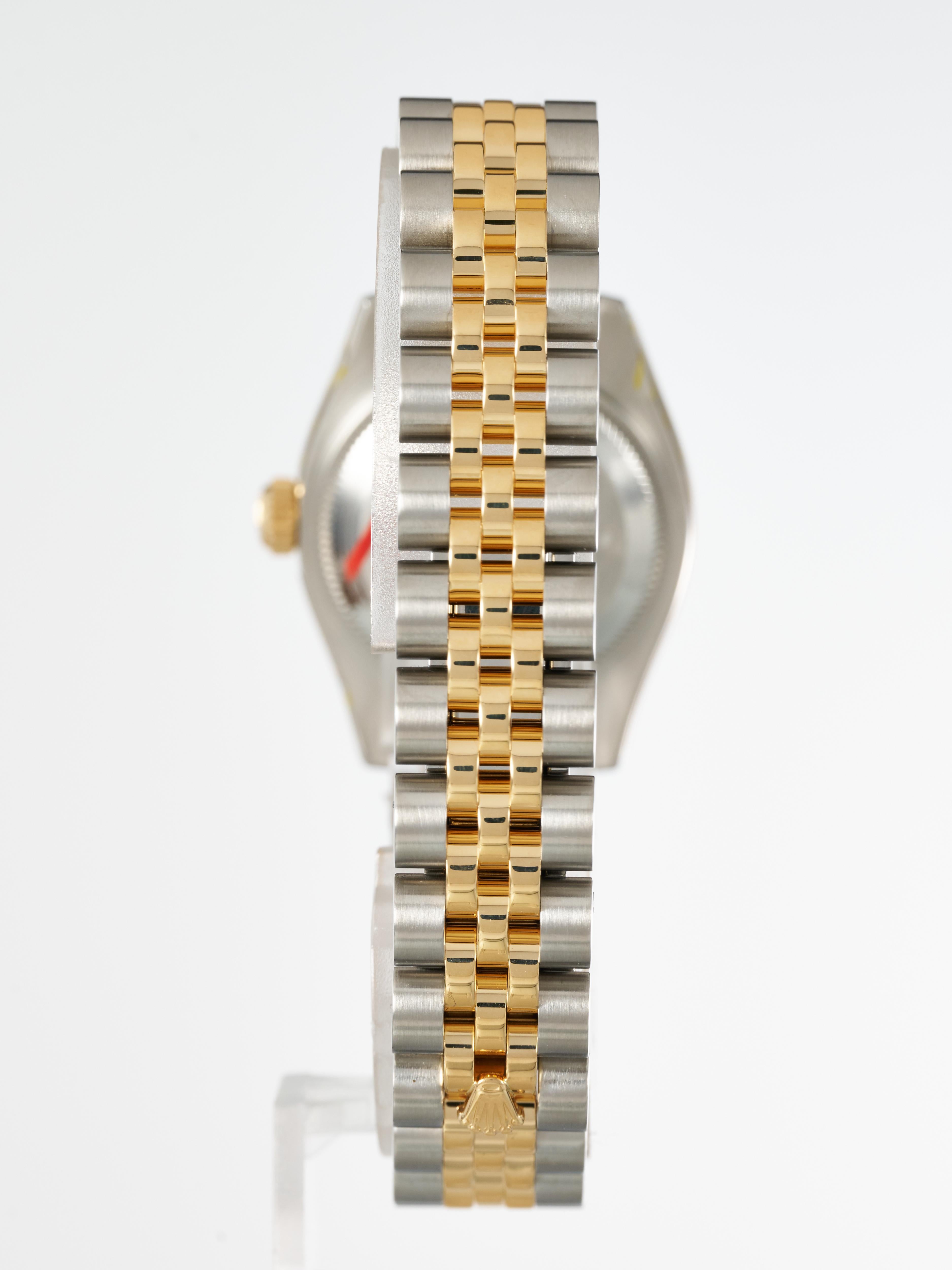 Rolex Damenuhr Datejust 26mm geriffelte Goldstahl blaues Diamant-Zifferblatt FS 179173 (Brillantschliff) im Angebot