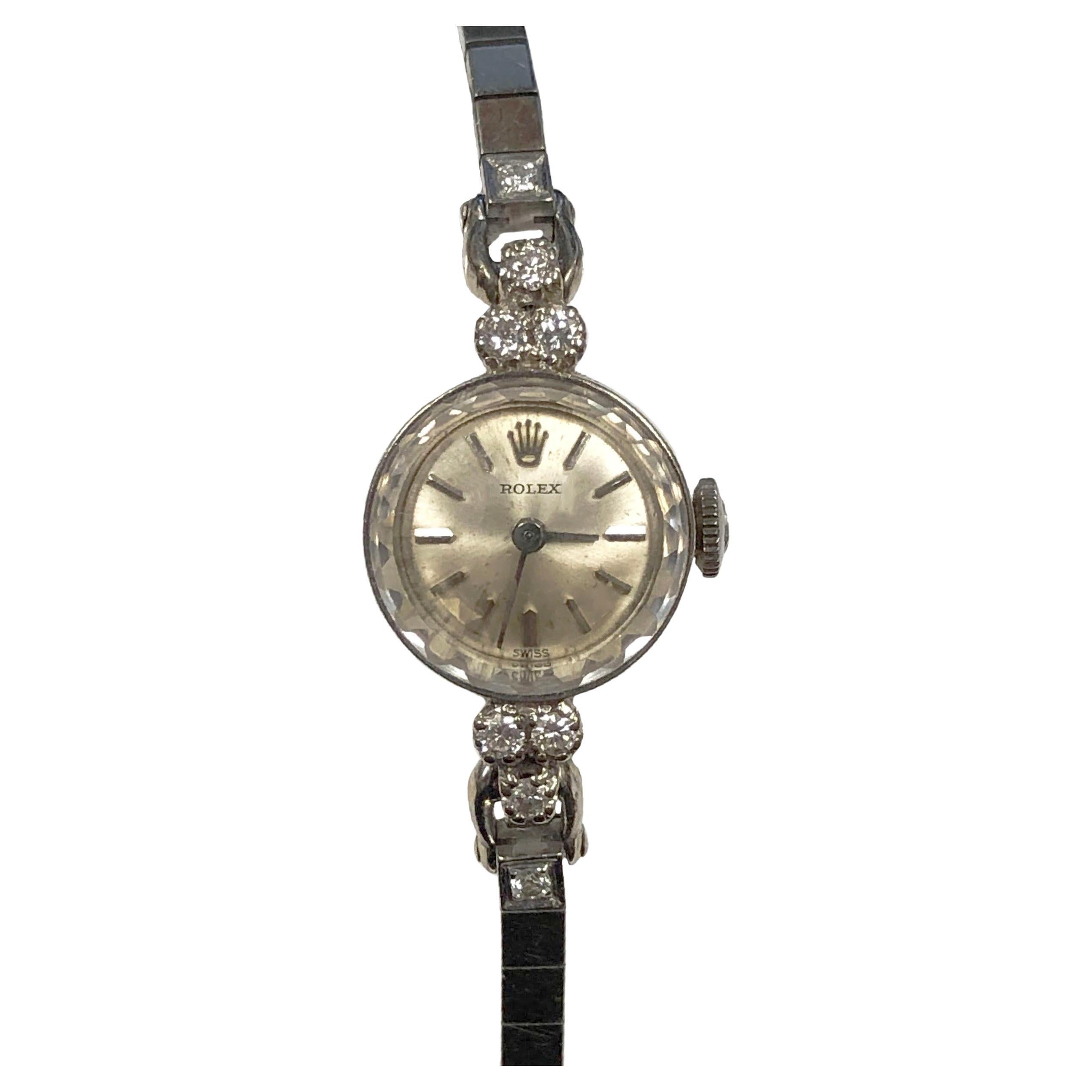 Rolex Ladies White Gold and Diamond Vintage Bracelet Mechanical Wrist Watch