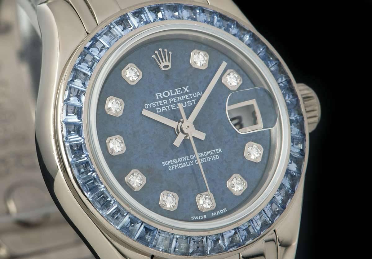 Baguette Cut Rolex Diamond and Sapphire Pearlmaster Datejust 